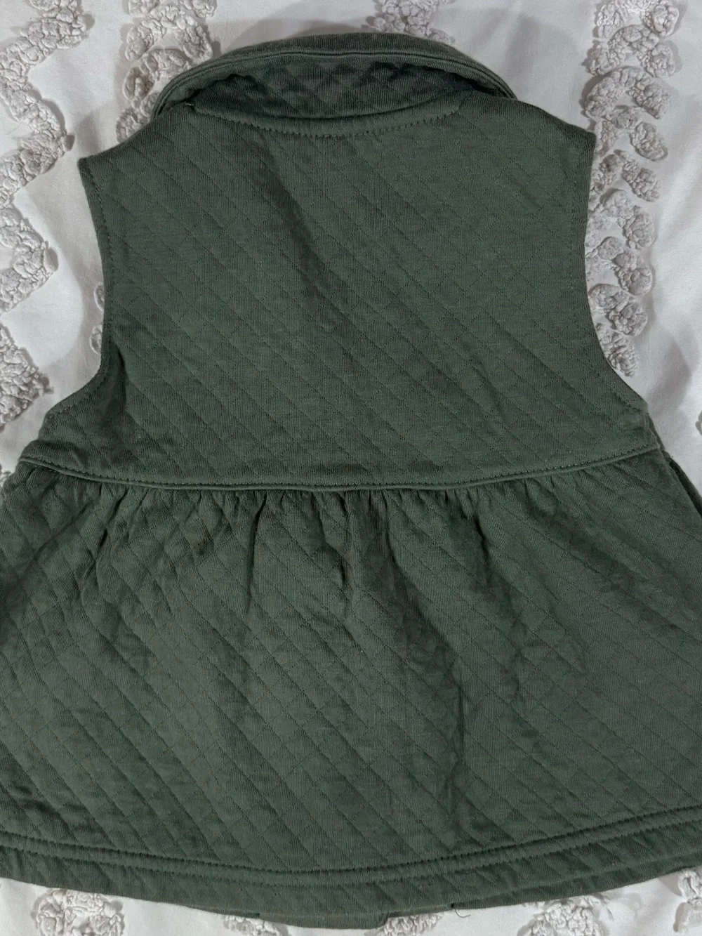 Carter's Quilted Olive Green Toddler Ruffle-Trim Vest